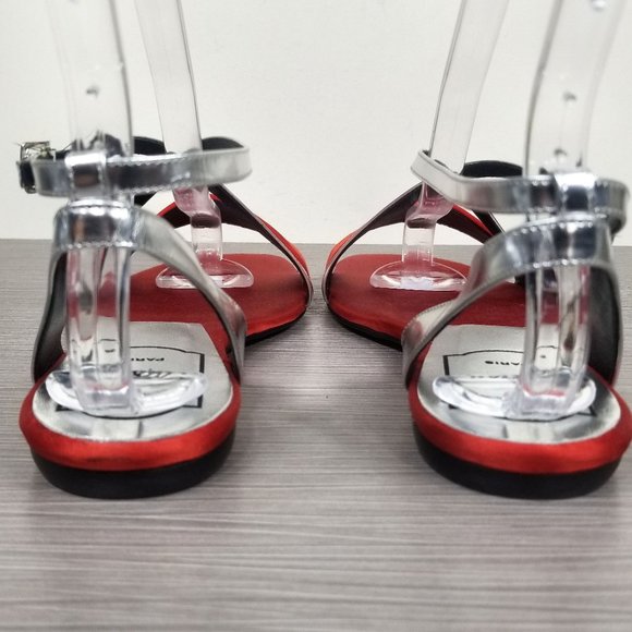 Roger Vivier Strappy Flat Sandals, Red Satin - Picture 5 of 11